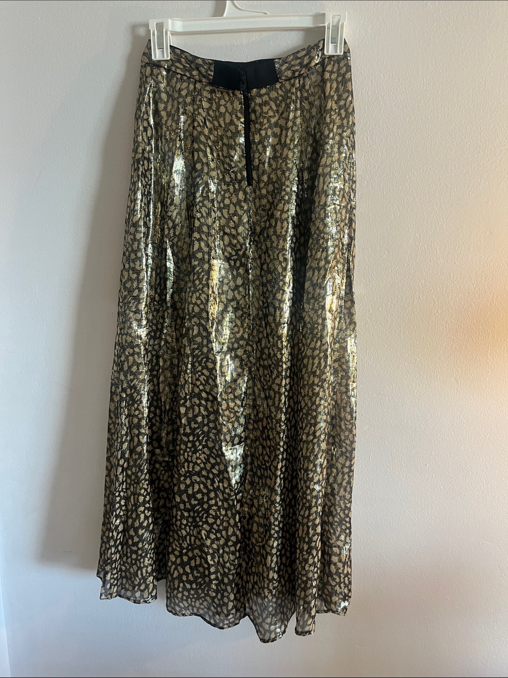 Metallic/Sheer Gold Leopard-Print Maxi Skirt - Picture 3 of 4